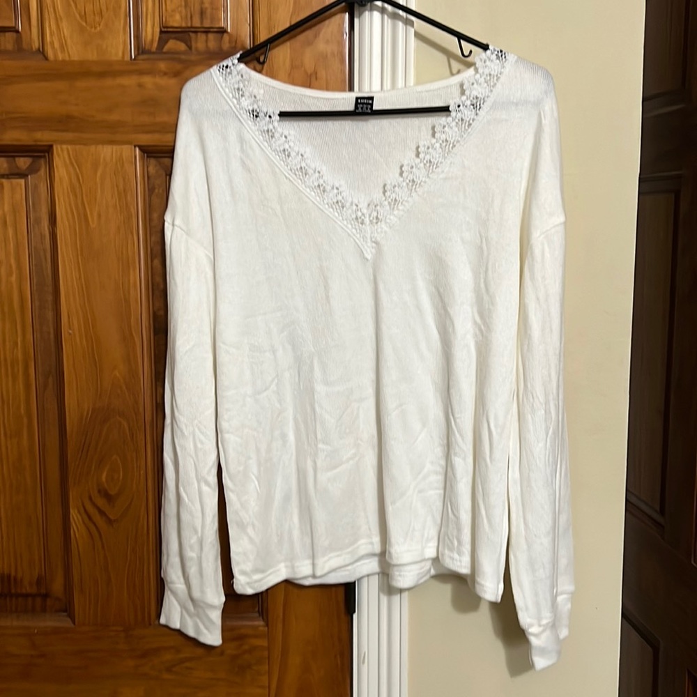 White Long Sleeve With Lace Detail